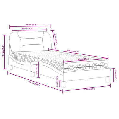 vidaXL Posteľ s matracom čierno-biela 80x200 cm umelá koža