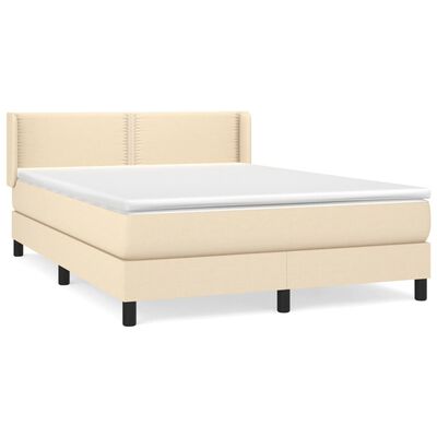 vidaXL Posteľný rám boxspring s matracom krémový 140x200 cm látka