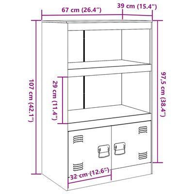 vidaXL Komoda antracitová 67x39x107 cm oceľová