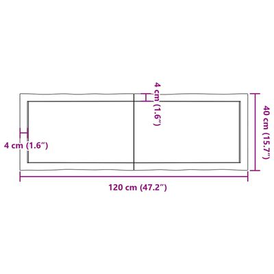 vidaXL Stolová doska 120x40x(2-4) cm neošetrený masív živé hrany