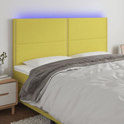 vidaXL Čelo postele s LED zelené 160x5x118/128 cm látka