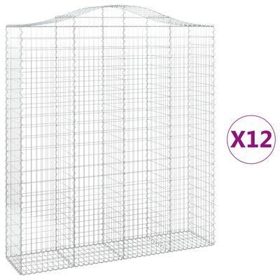 vidaXL Oblúkový gabiónový kôš 12ks 200x50x220/240cm pozinkované železo