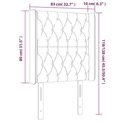 vidaXL Čelo postele s LED tmavosivé 83x16x118/128 cm zamat