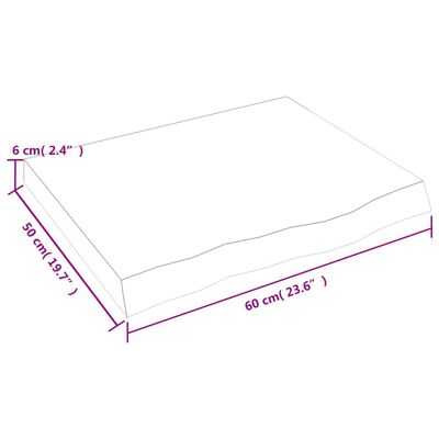 vidaXL Stolová doska 60x50x(2-6) cm neošetrený dubový masív