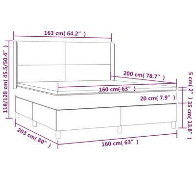 vidaXL Boxspring posteľ s matracom a LED hnedá 160x200 cm umelá koža