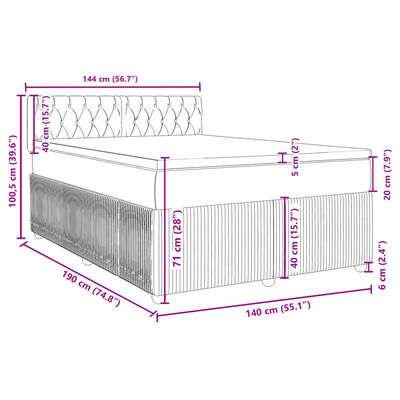 vidaXL Boxspring posteľ s matracom krémový 140x190 cm látka