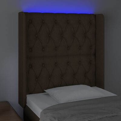 vidaXL Čelo postele s LED tmavohendé 83x16x118/128 cm látka