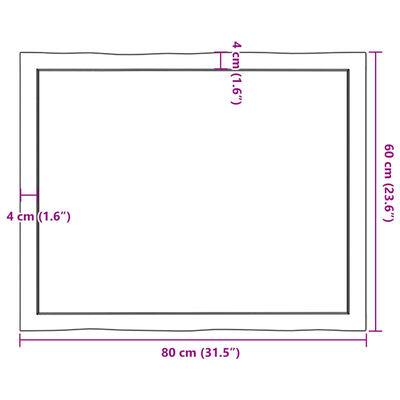 vidaXL Stolová doska svetlohnedá 80x60x(2-4)cm ošetrený masív hrany