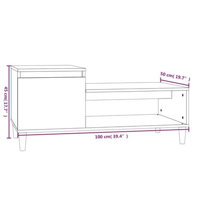 vidaXL Konferenčný stolík dymový dub 100x50x45 cm spracované drevo