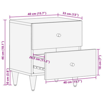 vidaXL Nočné stolíky 2 ks 40x33x46 cm masívne mangovníkové drevo