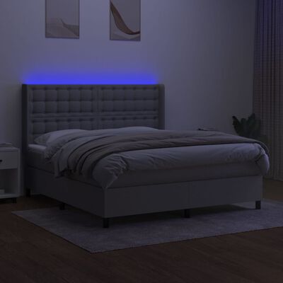 vidaXL Posteľ boxsping s matracom a LED bledosivá 160x200 cm látka