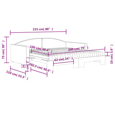 vidaXL Rozkladacia denná posteľ s matracmi čierna 100x200 cm látka