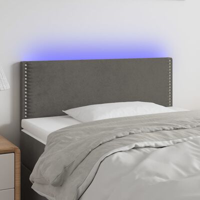 vidaXL Čelo postele s LED tmavosivé 100x5x78/88 cm zamat