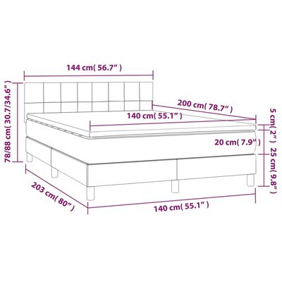 vidaXL Posteľný rám boxspring s matracom krémový 140x200 cm látka