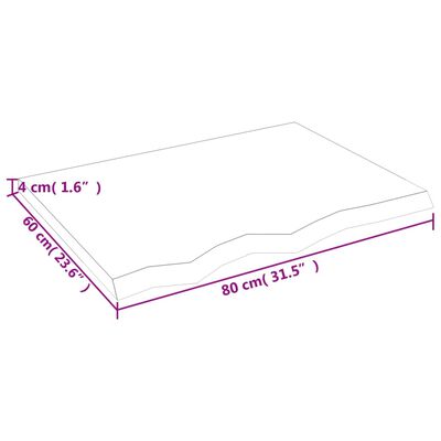 vidaXL Stolová doska bledohnedá 80x60x(2-4) cm ošetrený masívny dub