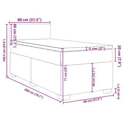 vidaXL Posteľný rám boxspring s matracom čierny 80x200 cm zamat