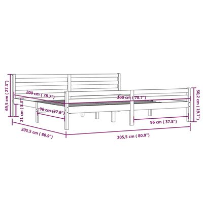 vidaXL Posteľný rám medovohnedý masívne drevo 200x200 cm