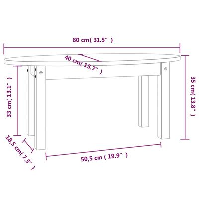 vidaXL Konferenčný stolík medovo-hnedý 80x40x35 cm borovicový masív