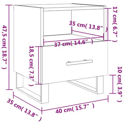 vidaXL Nočné stolíky 2 ks betónovo sivé 40x35x47,5 cm kompozitné drevo