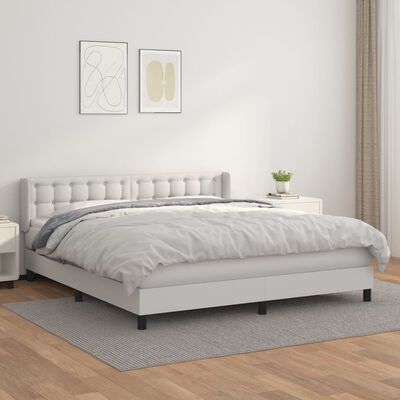 vidaXL Boxspring posteľ s matracom biela 160x200 cm umelá koža