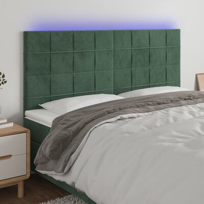 vidaXL Čelo postele s LED tmavozelené 200x5x118/128 cm zamat