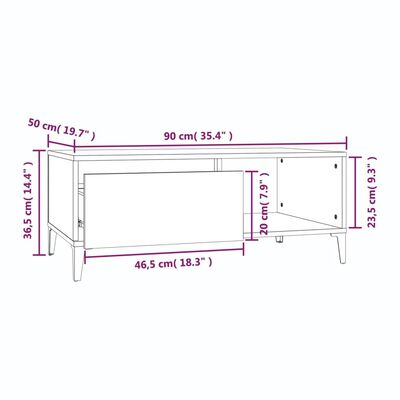 vidaXL Konferenčný stolík sivý dub sonoma 90x50x36,5 spracované drevo