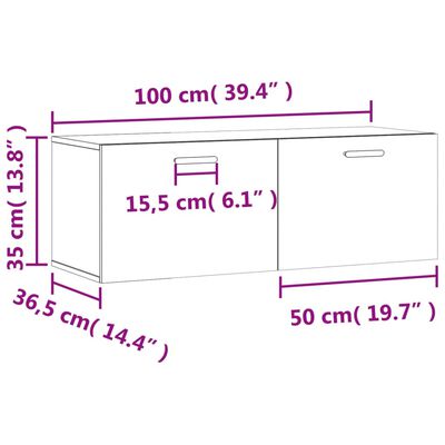 vidaXL Nástenná skrinka lesklá biela 100x36,5x35 cm kompozitné drevo