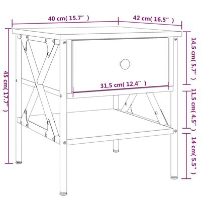 vidaXL Nočné stolíky 2 ks dymový dub 40x42x45 cm kompozitné drevo