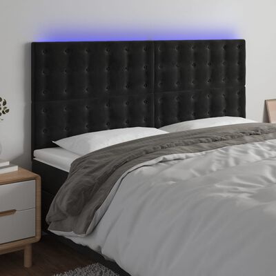 vidaXL Čelo postele s LED čierne 160x5x118/128 cm zamat