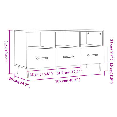 vidaXL TV stolík čierny 102x36x50 cm kompozitné drevo