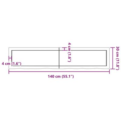 vidaXL Kúpeľňová doska bledohnedá 140x30x(2-6) cm ošetrený masív