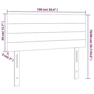 vidaXL Čelo postele bledosivé 100x5x78/88 cm látka