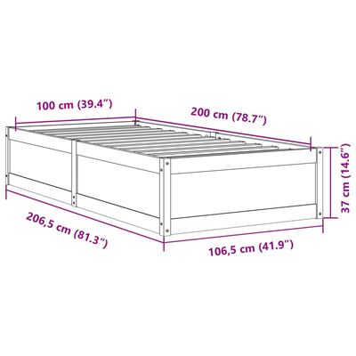 vidaXL Posteľ bez matraca 100x200 cm masívna borovica