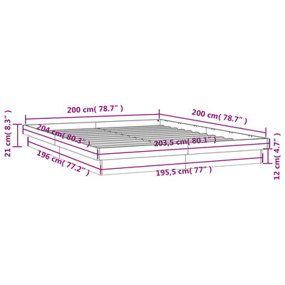 vidaXL LED posteľný rám voskovo hnedý 200x200 cm masívna borovica