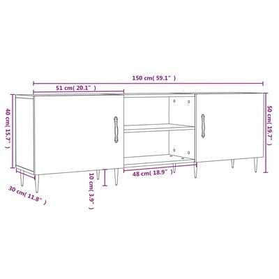 vidaXL TV skrinka biela 150x30x50 cm kompozitné drevo