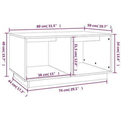 vidaXL Konferenčný stolík 80x50x40 cm borovicový masív