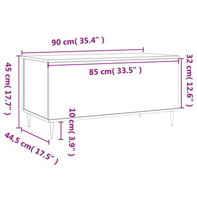 vidaXL Konferenčný stolík biely 90x44,5x45 cm spracované drevo