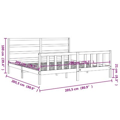 vidaXL Posteľný rám s čelom medovo-hnedý 200x200 cm masívne drevo