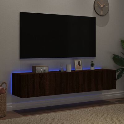 vidaXL TV nástenné skrinky s LED svetlami 2 ks hnedý dub 80x35x31 cm