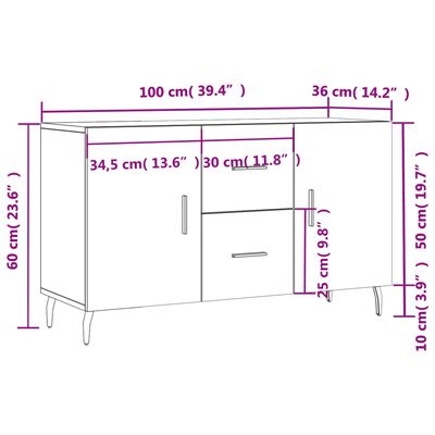 vidaXL Komoda, lesklá biela 100x36x60 cm, kompozitné drevo