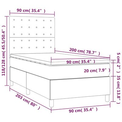 vidaXL Boxspring posteľ s matracom a LED biela 90x200 cm umelá koža