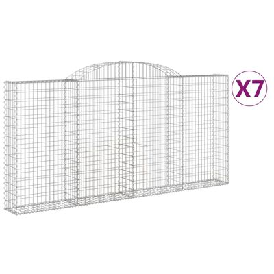 vidaXL Oblúkové gabionové koše 7 ks 300x30x140/160 cm pozink. železo