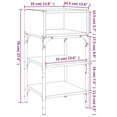 vidaXL Nočné stolíky 2 ks dymový dub 35x34,5x70 cm kompozitné drevo