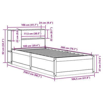 vidaXL Posteľ bez matraca biela 100x200 cm borovicový masív