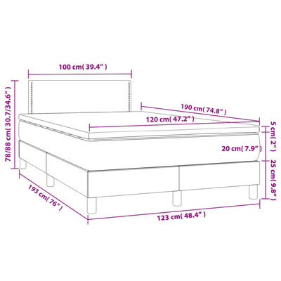 vidaXL Boxspring posteľ s matracom sivá 120x190 cm umelá koža