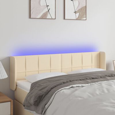 vidaXL Čelo postele s LED krémové 147x16x78/88 cm látka