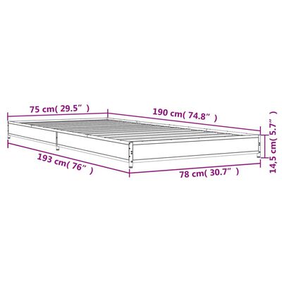 vidaXL Posteľný rám dub sonoma 75x190 cm kompozitné drevo a kov