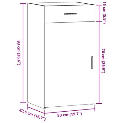 vidaXL Komoda hnedý dub 50x42,5x93 cm kompozitné drevo