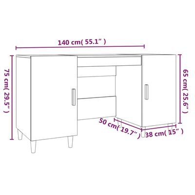 vidaXL Stôl biely 140x50x75 cm spracované drevo