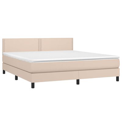 vidaXL Boxspring posteľ s matracom kapučínová 180x200 cm umelá koža